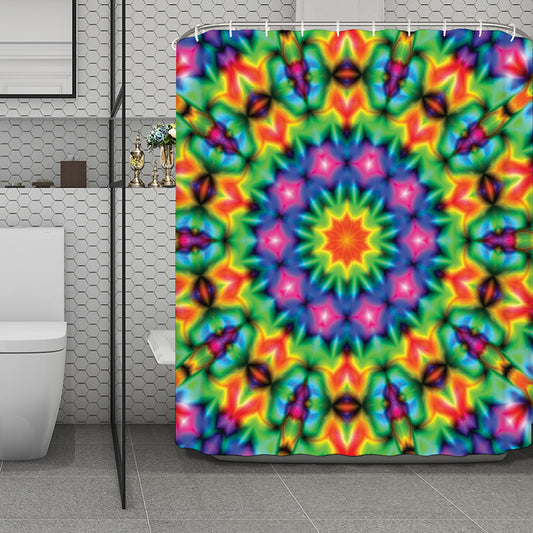 Rainbow Kaleidoscope Print Polyester Shower Curtain