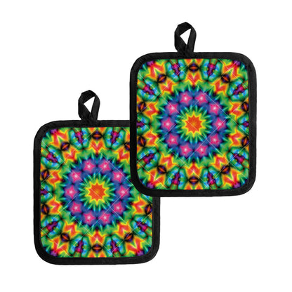 Rainbow Kaleidoscope Print Pot Holders