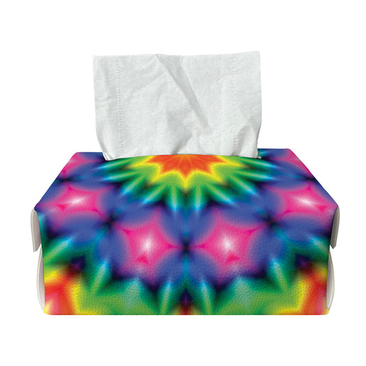 Rainbow Kaleidoscope Print Rectangle Tissue Box Cover