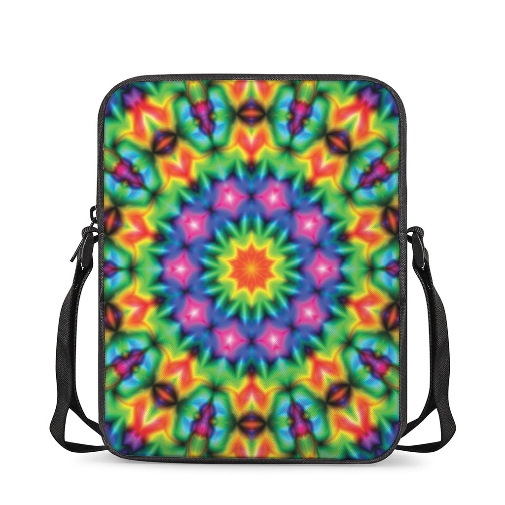 Rainbow Kaleidoscope Print Rectangular Crossbody Bag