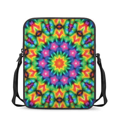 Rainbow Kaleidoscope Print Rectangular Crossbody Bag