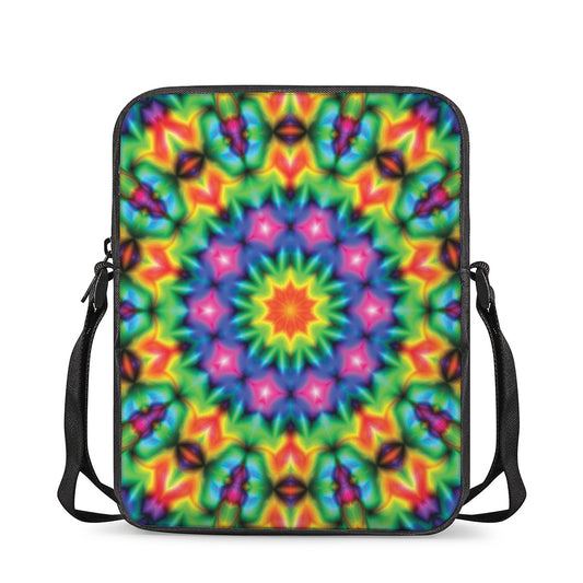 Rainbow Kaleidoscope Print Rectangular Crossbody Bag