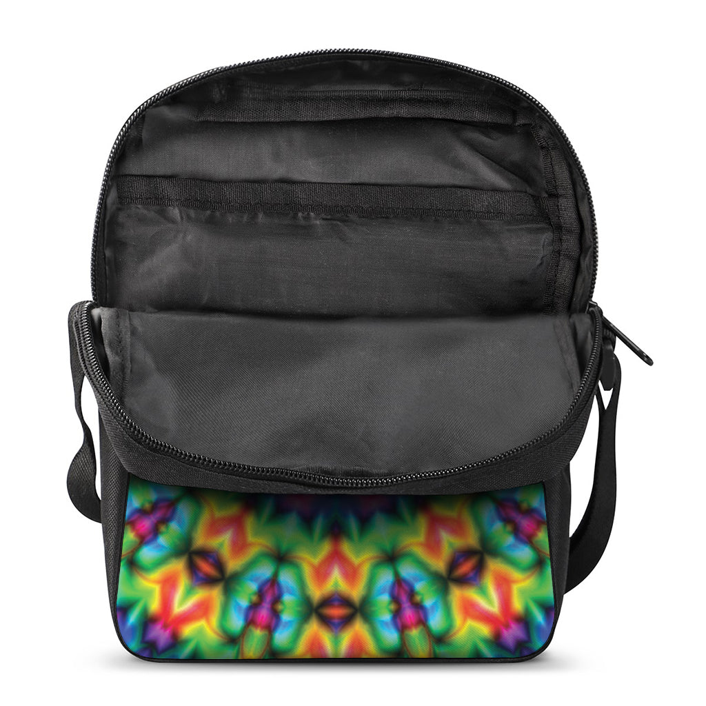 Rainbow Kaleidoscope Print Rectangular Crossbody Bag