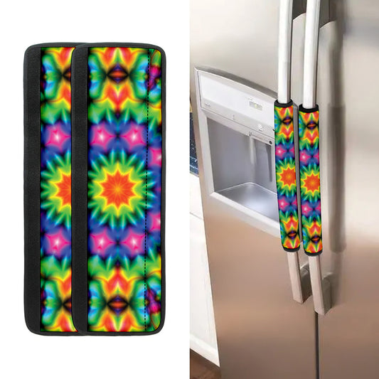 Rainbow Kaleidoscope Print Refrigerator Handle Covers