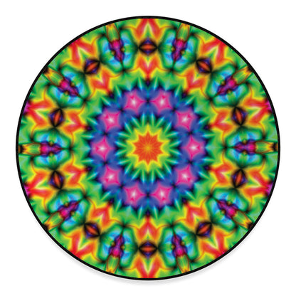 Rainbow Kaleidoscope Print Round Floor Mat
