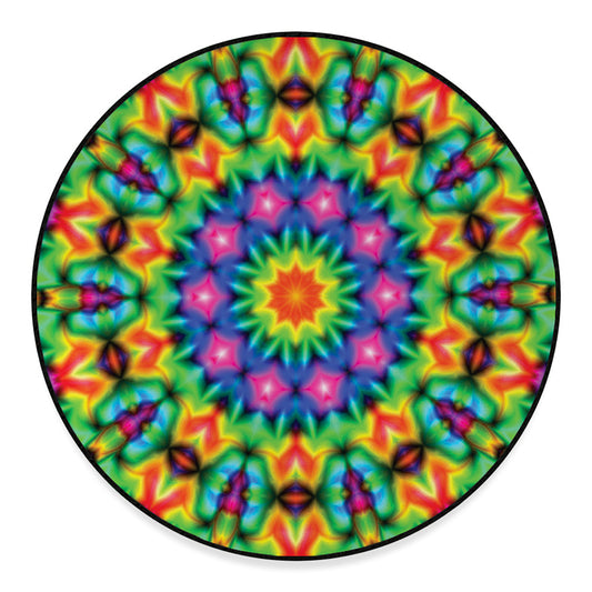 Rainbow Kaleidoscope Print Round Floor Mat
