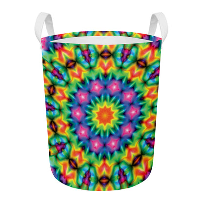 Rainbow Kaleidoscope Print Round Laundry Basket