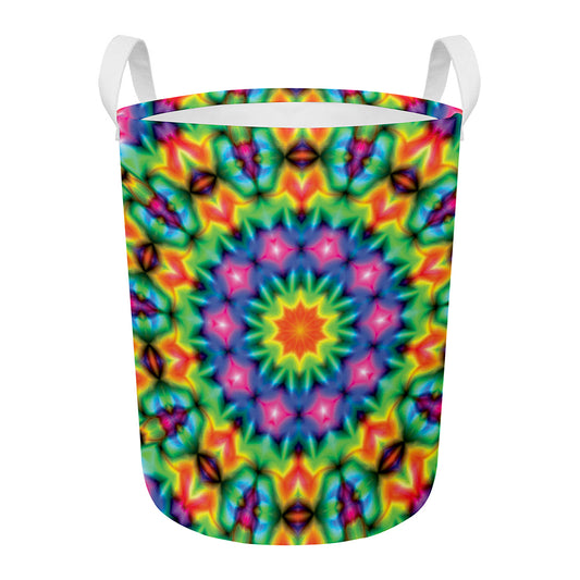 Rainbow Kaleidoscope Print Round Laundry Basket
