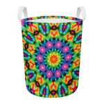 Rainbow Kaleidoscope Print Round Laundry Basket