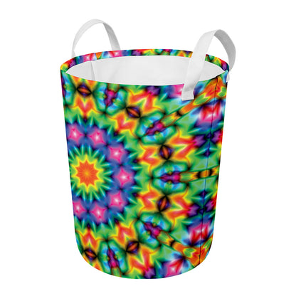 Rainbow Kaleidoscope Print Round Laundry Basket