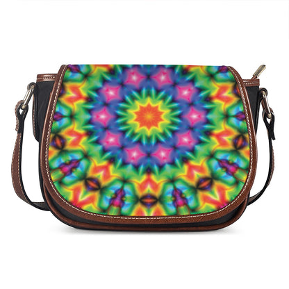Rainbow Kaleidoscope Print Saddle Bag