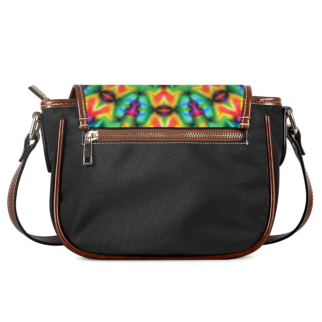 Rainbow Kaleidoscope Print Saddle Bag