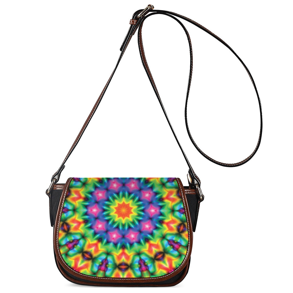 Rainbow Kaleidoscope Print Saddle Bag