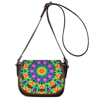 Rainbow Kaleidoscope Print Saddle Bag