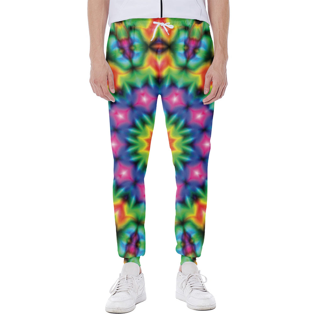 Rainbow Kaleidoscope Print Scuba Joggers