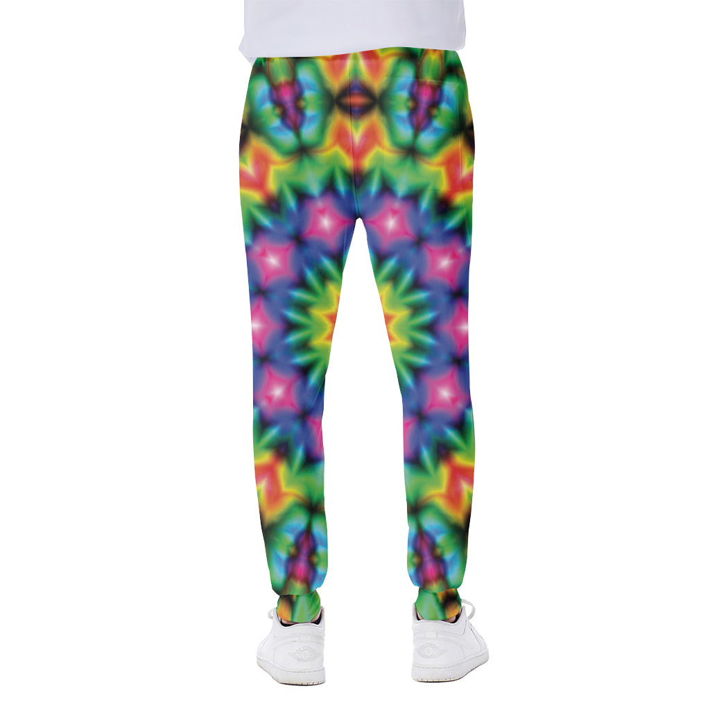 Rainbow Kaleidoscope Print Scuba Joggers