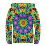 Rainbow Kaleidoscope Print Sherpa Lined Zip Up Hoodie