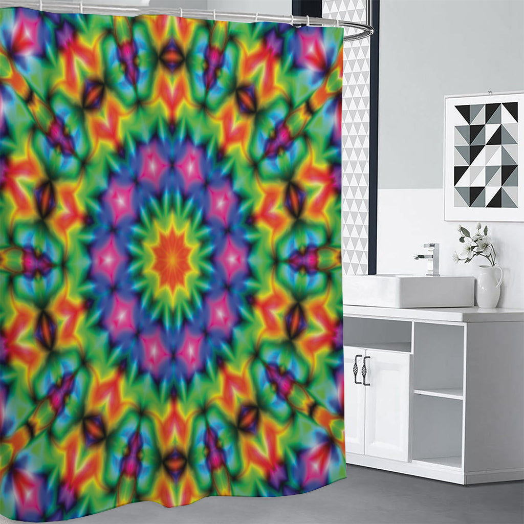Rainbow Kaleidoscope Print Shower Curtain