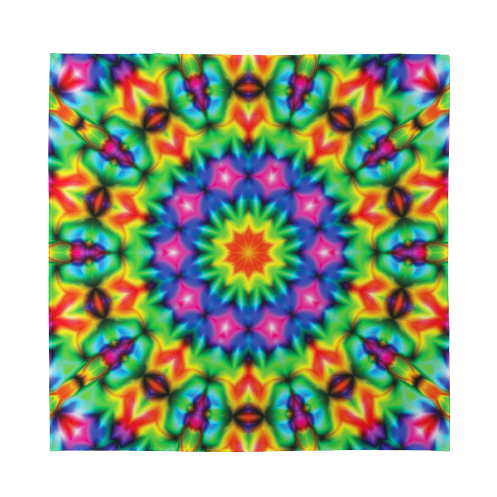 Rainbow Kaleidoscope Print Silk Bandana
