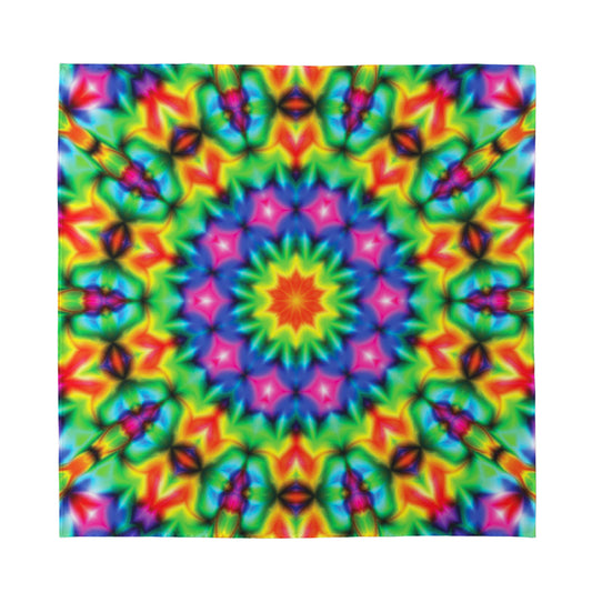 Rainbow Kaleidoscope Print Silk Bandana