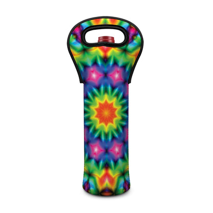 Rainbow Kaleidoscope Print Single Neoprene Wine Tote
