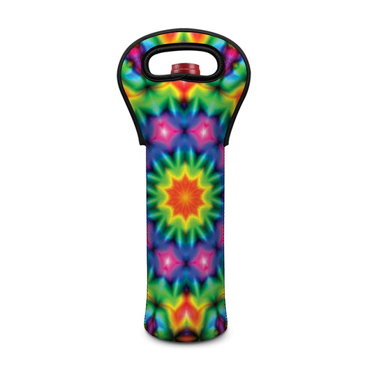 Rainbow Kaleidoscope Print Single Neoprene Wine Tote