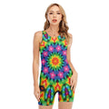 Rainbow Kaleidoscope Print Sleeveless One Piece Swimsuit