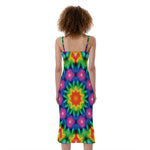 Rainbow Kaleidoscope Print Slim Fit Midi Cami Dress
