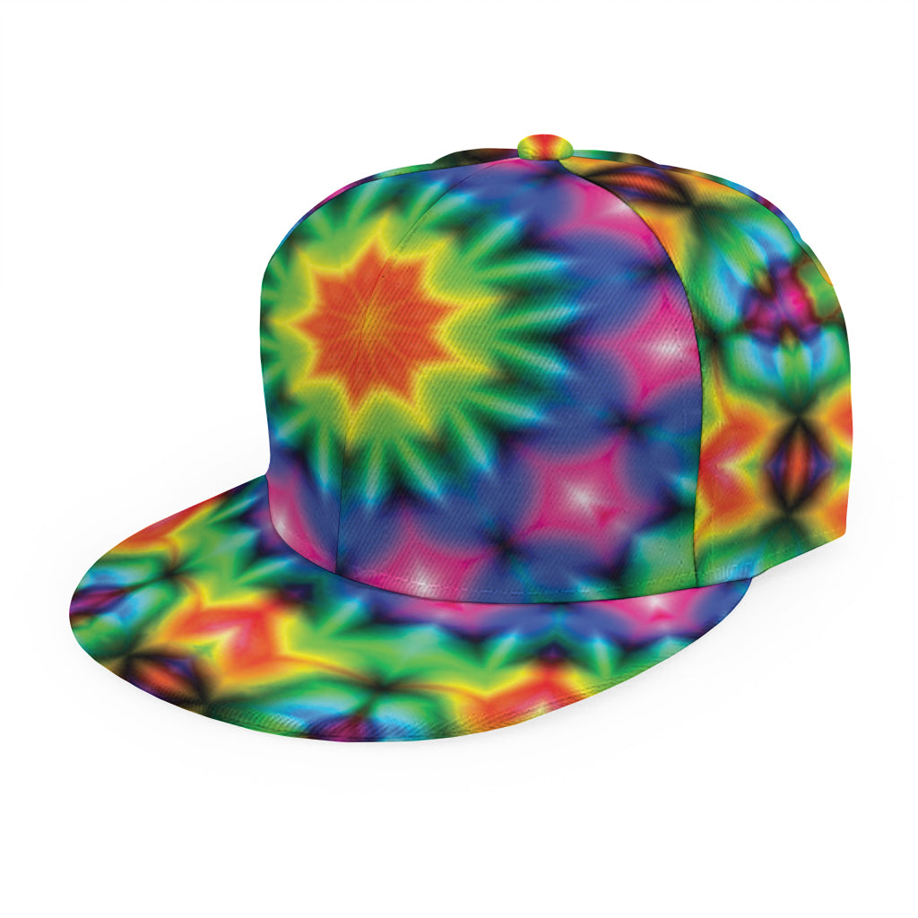Rainbow Kaleidoscope Print Snapback Cap