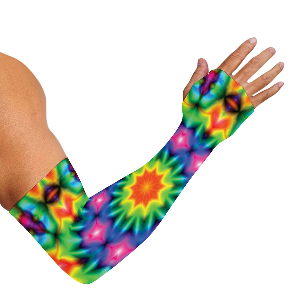 Rainbow Kaleidoscope Print Sun Protection Arm Sleeves