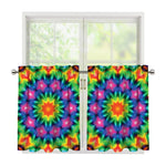 Rainbow Kaleidoscope Print Tier Curtains