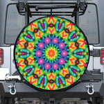 Rainbow Kaleidoscope Print Tire Cover