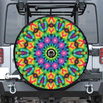 Rainbow Kaleidoscope Print Tire Cover With Camera Hole