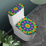 Rainbow Kaleidoscope Print Toilet Lid And Tank Cover Set