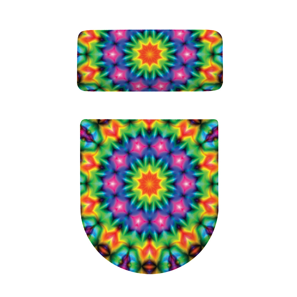 Rainbow Kaleidoscope Print Toilet Lid And Tank Cover Set