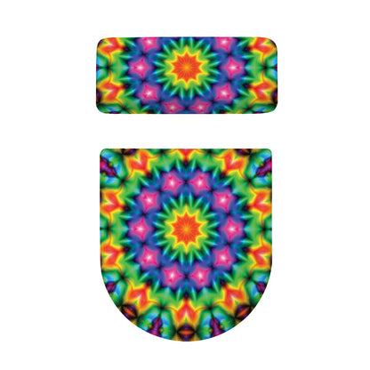 Rainbow Kaleidoscope Print Toilet Lid And Tank Cover Set