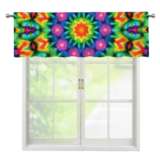 Rainbow Kaleidoscope Print Window Valance