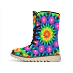 Rainbow Kaleidoscope Print Winter Boots