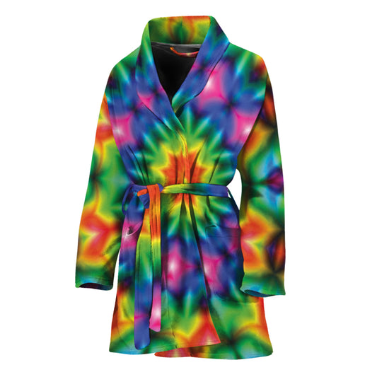 Rainbow Kaleidoscope Print Women's Bathrobe