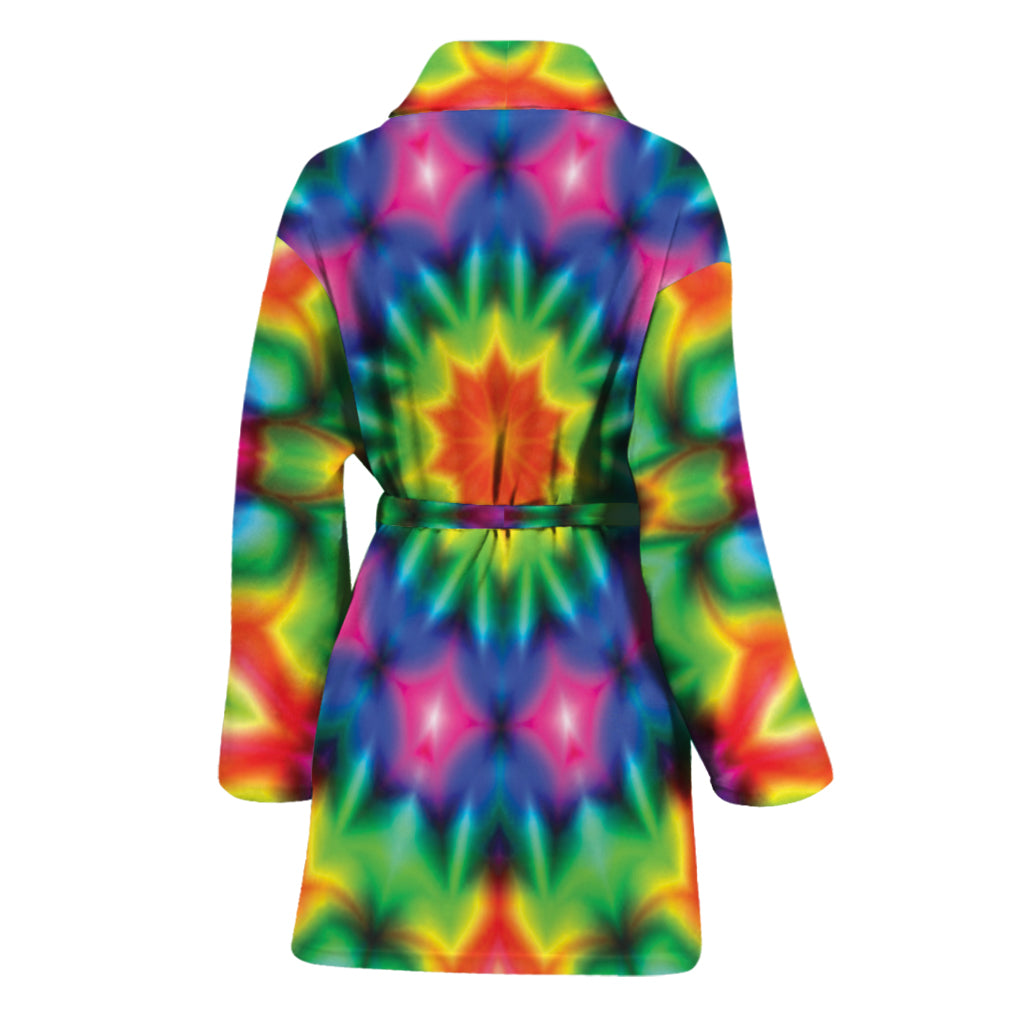 Rainbow Kaleidoscope Print Women's Bathrobe