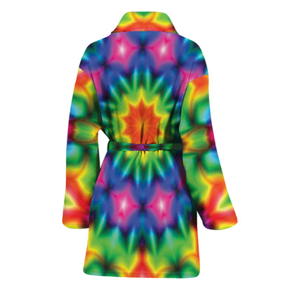 Rainbow Kaleidoscope Print Women's Bathrobe