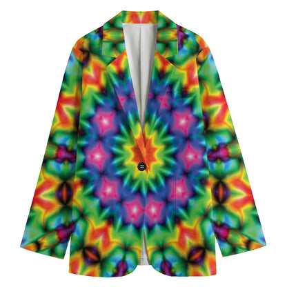 Rainbow Kaleidoscope Print Women's Blazer