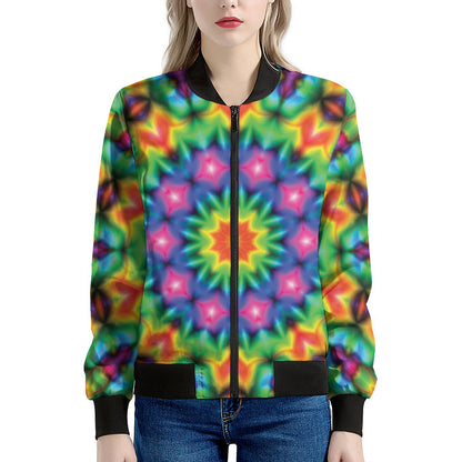Rainbow Kaleidoscope Print Women's Bomber Jacket