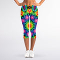 Rainbow Kaleidoscope Print Women's Capri Leggings