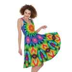 Rainbow Kaleidoscope Print Women's Sleeveless Dress