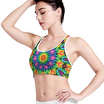 Rainbow Kaleidoscope Print Women's Sports Bra