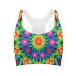 Rainbow Kaleidoscope Print Women's Sports Bra