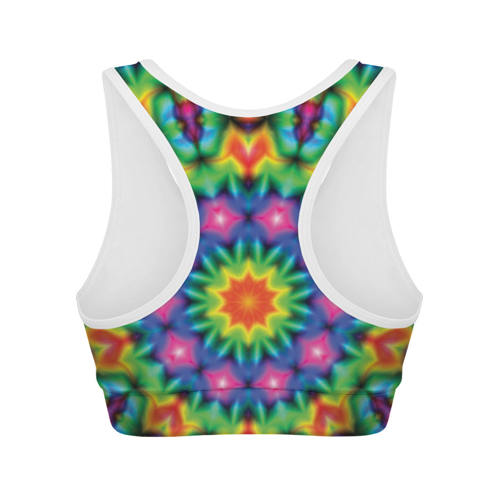 Rainbow Kaleidoscope Print Women's Sports Bra