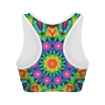 Rainbow Kaleidoscope Print Women's Sports Bra