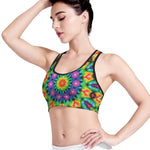 Rainbow Kaleidoscope Print Women's Sports Bra